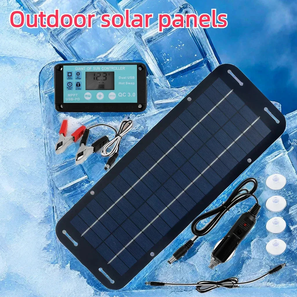 12V Solar Panel Kit IP65 Waterproof Solar Trickle Charger Portable Solar Powered Charger Kit High Efficiency Car Battery Charger